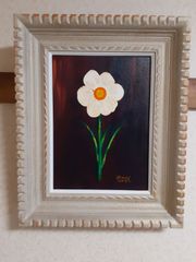 水仙の花　画家　小楠アキコ　油絵　F4号 水仙の花 画家 小楠アキコ 油絵 F4号 - メルカリ