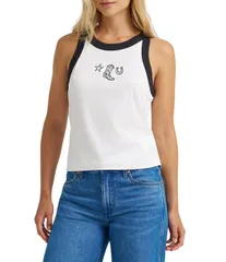 ラングラー レディース トップス シャツ ノースリーブ 刺繍 Wrangler Slim Embroidered Western Motif Round Neck Sleeveless Tank Toのサムネイル