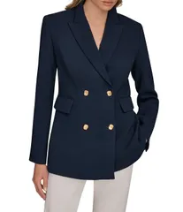 ダナキャラン レディース アウター コート デニム ブレザー Donna Karan Denim Double Breasted Blazer Nightfall デニムのサムネイル