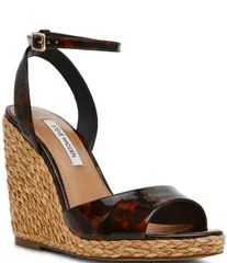 スティーブ マデン レディース シューズ スリッポン・ローファー プリント サンダル Steve Madden Devin Patentortoise Print Espadrille Wedge Sのサムネイル