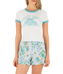 ハーレー レディース トップス シャツ リブ ニット Hurley Speedway Ribbed Knit Short Sleeve Baby TShirtofuのサムネイル