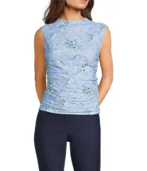 INサンフランシスコ レディース トップス シャツ モックネック フラワー柄 プリント ノースリーブ フラワー IN San Francisco Floral Print Mock Neck Sleeのサムネイル