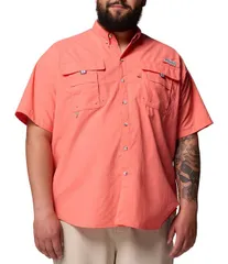 コロンビア メンズ トップス シャツ トール 半袖 Columbia PFG Big Tall Bahama II Solid ShortSleeve Woven Shirt Melonade