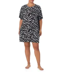 ダナキャラン レディース トップス カットソー クルーネック プラスサイズ プリント シャツ ニット ジャージー DKNY by Donna Karan Plusizebra Print Shortのサムネイル