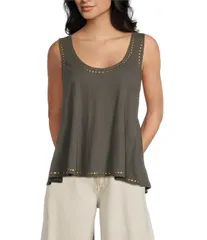 アーバンアウトフィッターズ レディース トップス シャツ Vネック ノースリーブ BDG Urban Outfitterstudded Sleeveless VNeck Tank Top Grey グのサムネイル