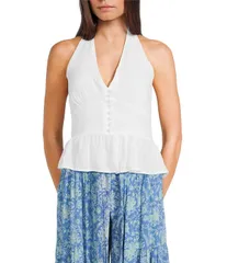 アンジー レディース トップス シャツ ホルター Angie Halter Neck Button Frontop White ホワイトのサムネイル