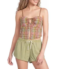 ビラボン レディース トップス シャツ ノースリーブ Billabong Sweet Check Sleeveless Woven Tank Toparty Pink ピンクのサムネイル