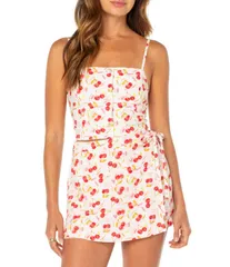 ロキシー レディース トップス シャツ プリント ノースリーブ リネン Roxy Island Sun Sleeveless Cherry Print Linen Blend Tank Top Hibのサムネイル