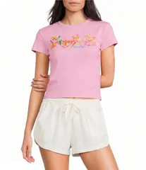 ビラボン レディース トップス シャツ クロップド Billabong Wonderful Garden Short Sleeve Cropped TShirt Prism Pink ピンクのサムネイル