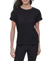 ダナキャラン レディース トップス Tシャツ クルーネック ミニ DKNY Sport by Donna Karan Mini Waffle Crew Neck Short Sleeve TShirtのサムネイル