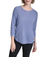 ダナキャラン レディース トップス Tシャツ クルーネック ギャザー ミニット DKNY Sport by Donna Karan Mini Slub Waffle Knit Crew Neck 34のサムネイル