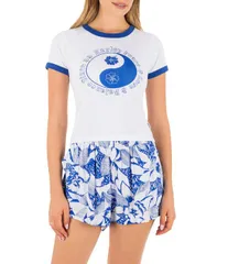 ハーレー レディース トップス シャツ Hurley Peace Out Ringer Short Sleeve Baby TShirt Hydroのサムネイル