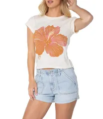 ロキシー レディース トップス シャツ Roxy Hibiscuspray Short Sleeve Baby TShirt Egretのサムネイル