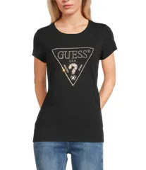 ゲス レディース トップス シャツ ロゴ Guesshort Sleevembellished Logo TShirt Black ブラックのサムネイル