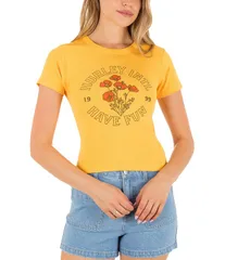 ハーレー レディース トップス シャツ Hurley Poppy Short Sleeve Baby TShirt Marigoldのサムネイル