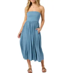オニール レディース トップス ワンピース ミディ ストラップレス ONeill Piper Strapless Crinkled Midi Dress Provencialのサムネイル