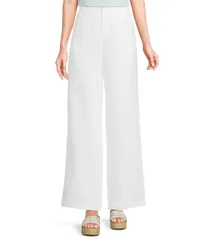 ジービー レディース ボトムス カジュアルパンツ ワイドレッグ リネン GB Linen Blend Wide Leg Pants White ホワイト