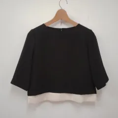 DRESS LAB ドレスラボ バイカラー ブラウス フォーマル セレモニー 半袖 ブラック Sサイズ 〇□のサムネイル