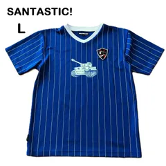 【SANTASTIC!/サンタスティック】L メンズ 半袖プリントＴシャツ ロゴワッペン ストライプ ブルー（中古）のサムネイル