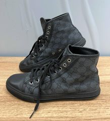 美品】グッチ GGスプリーム ハイカットスニーカー PVC レザー メンズ