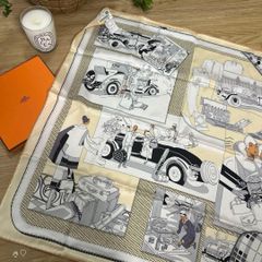 ☘️美品☘️ HERMES 2023SS カレ70 自動車の快適 ベージュ 新品 HERMESエルメス カレ70 自動車の快適 シルクスカーフ 2023SS