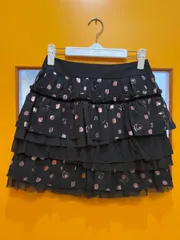 Y【Y10-26】◇ DOLLY GIRL by ANNA SUI　2サイズ　ティアードミニスカート　黒色×ピンク　ドット柄のサムネイル