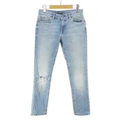 サンローラン パリ SAINT LAURENT PARIS DJ05 403998 Y477K デニムパンツ ジーンズ スキニーパンツ 25 ジップフライ 青系 ブルー インディゴ イタリア製 ダメージ加工のサムネイル