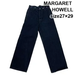 ◇ マーガレットハウエル MARGARET ワイドデニムパンツ EDWINコラボ ストレート サスペンダーボタン 綿 27×29 M 9号 レディース S6F063のサムネイル