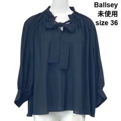 Ballsey シフォンプリーツブラウス ノースリーブ ネイビー シルク混 36 
