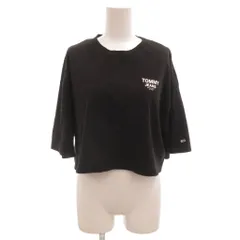 トミー TOMMY クロップドTシャツ ミニT L 黒 ブラック ラウンドネック 七分袖 ロゴプリント /NL ■ECG005のサムネイル