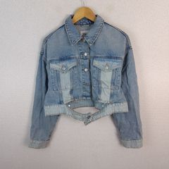 ZARA denim jacket, cropped length, blue, size S, women's, vintage, Y2K style, streetwear.