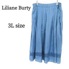Liliane Burty ロングスカート レース刺繍 総ゴム ブルー 3Lのサムネイル