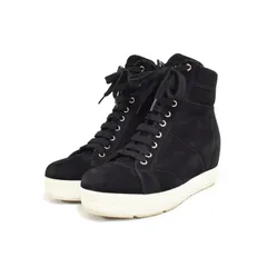 プラダスポーツ PRADA SPORT ウェッジヒール レザースニーカー 厚底 37 黒 ブラック 3TZ050 ☆AA★のサムネイル