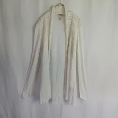 M1-03482【Women】FOREVER21(フォーエバートゥエンティーワン) 長袖 カーディガン (M) / 白 内側、首紐切り有 K-春秋のサムネイル