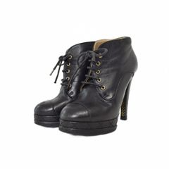 良品 CHANEL ココマーク バイカラー ショート ヒール ブーツ 35.5C 