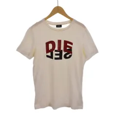 ディーゼル DIESEL Tシャツ カットソー 半袖 ロゴプリント プルオーバー クルーネック XS 白 ホワイト 赤 レッド 黒 ブラック A00828-T-DIEGOS-N22-0HAYU