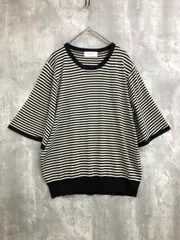 OPAQUE.CLIP オペークドットクリップ ボーダー 半袖 サマー ニット セーター size40/L/ベージュ×ブラック ■◆ レディースのサムネイル