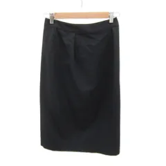 ピエールカルダン Pierre Cardin タイトスカート ミモレ丈 ウール 9 黒 無地 スリット 849665-18 /SY11 ■GY61のサムネイル