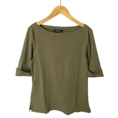 ローレンラルフローレン LAUREN RALPH LAUREN Tシャツ カットソー ロールアップ 半袖 五分袖 L カーキ ■GY43のサムネイル