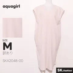 訳あり aquagirl ワンピース ミディ丈　フレンチスリーブ　Vネック　後ろジップ　裏地付き　日本製のサムネイル