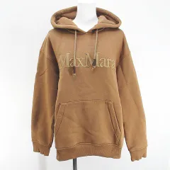 Sマックスマーラ 'S Max Mara 2419921011 ロゴ刺繍 プルオーバーパーカー  M 茶系 ブラウン カンガルーポケット 裏起毛のサムネイル