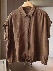 ✨美品✨Dou Dou ドゥドゥ リネンドロストフレンチシャツブラウス