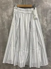 新品 Rouge Diamant ルージュディアマン ベルト付き ストライプ スカート size38/白 ■■レディース