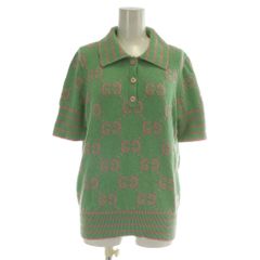 GUCCI グッチ GG ジャガード 半袖 ポロニット S グリーン - メルカリ