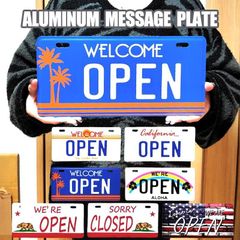 브리키 간판 오픈 클로즈 선택할 수 있는 메시지 플레이트 OPEN CLOSED 하와이안 아메리칸 잡화 알루미늄 사인 귀여운 벽 장식 디스플레이 세련된 인테리어 귀여운 카페 점포 바