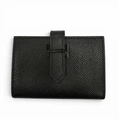 極美品▼HERMES エルメス ベアン ヴォーエプソン レザー ソーブラック Hロゴ モノクローム カードケース パスケース 名刺入れ K刻印 フランス製 メンズのサムネイル