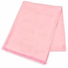 極美品△HERMES エルメス ロゴデザイン ミニフリンジ カシミヤ シルク ストール マフラー ショール ピンク レディース  オススメ◎のサムネイル
