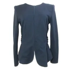 エンポリオアルマーニ EMPORIO ARMANI エンボスジャケット ノーカラー ジップアップ 38 170/80A 日本サイズM相当 紺 ネイビー /X