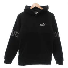 プーマ PUMA フリースパーカー S 黒 ブラック  プルオーバー長袖 ロゴデザイン ボア切り替え /SC