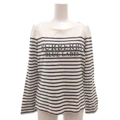 バーバリーブルーレーベル BURBERRY BLUE LABEL カットソー Tシャツ 38 白 ホワイト 紺 ネイビー ボーダー柄 長袖 ボートネック /ML